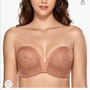 DELIMIRA Women's Slightly Lined Lift Great Support Lace Strapless Bra